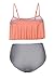 Aleumdr Womens Ruffle Crop Top High-Waisted Padded Bikini Set Swimsuit Thin Shoulder Straps Sexy Swimwear L Size Multicoloured