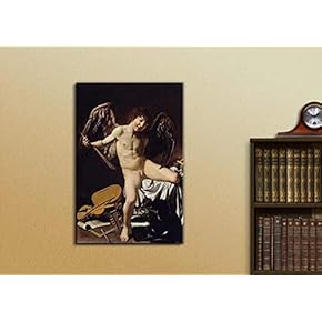 Cupid as Victor by Caravaggio - Canvas Print Wall Art Famous Painting Reproduction -12" x 18"
