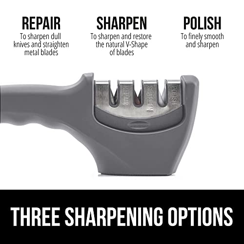 Gorilla Grip Easy to Use Knife Sharpener, 3 Sharpening Options to Help