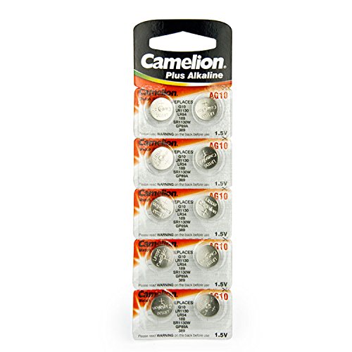 Camelion AG10 Button Cell Batteries, Alkaline Button Battery, 1.5V 10pcs Per Pack