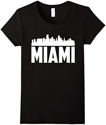 Women's Miami Shirt Cityscape of Miami Large Black