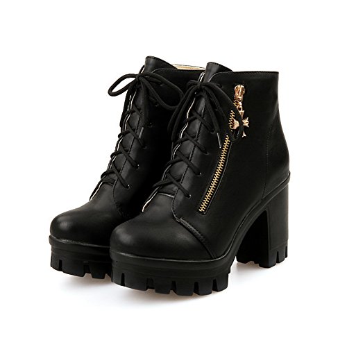 Voguezone009 womens closed round toe high heel chunky p…
