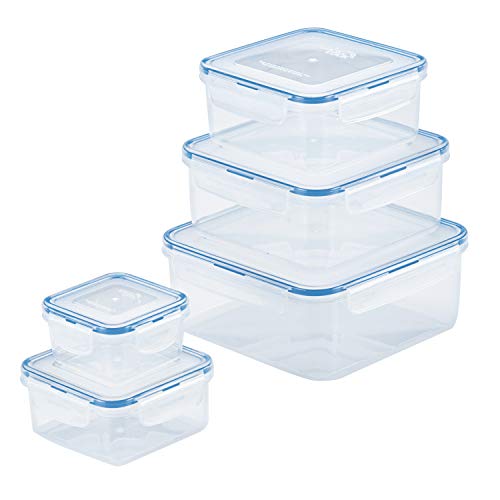 Lock & Lock HPL980CLQ5 Easy Essentials Storage Food Storage Container Set / Food Storage Bin Set - 10 Piece, Clear