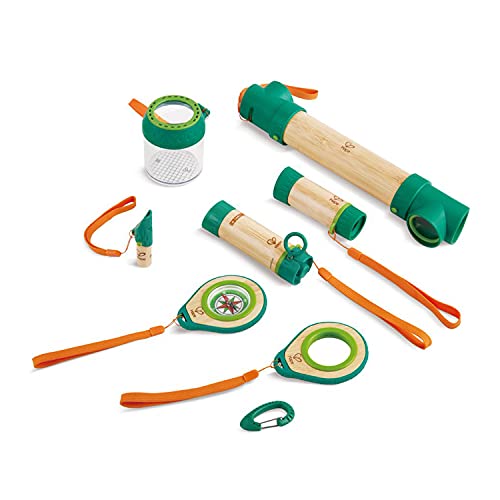 Hape 8 in 1 Nature Fun Kids Bamboo Explorer Kit for Ages 4 Years & Up with Working Flashlight, Telescope, Compass, Periscope, and Specimen Jar
