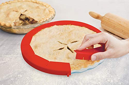 Silicone Pie Crust Saver,Food-safe Silicone Protector,Fit 8.5" - 11.5" (Red) - Thumbnail 4