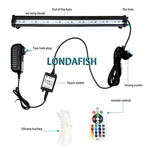 LONDAFISH Aquarium Air Bubble Lights LED Fish Tank Light Lighting Remote Control 3.8W/5.8W 16 Colors (5.8W/27 Lights)