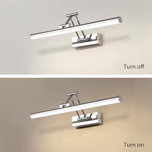 YHTlaeh LED Mirror Lamp 10 W 720 Lumen Bathroom Mirror Neutral White 4000 K Bathroom Lamp IP44 Waterproof No Flicker 230 V (Chrome, 40 cm)
