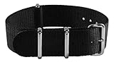 Shark - Black Nylon Interchangeable Watch Strap with Stainless Steel Buckles