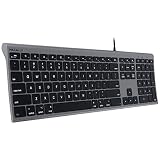 Macally Ultra-Slim USB Wired Computer Keyboard for Apple MacBook Pro/Air, iMac, Mac Mini, Mac Pro, Windows PC Laptops/Desktops and Notebooks - Plug and Play - No Drivers - Space Gray (ACEKEYSG)