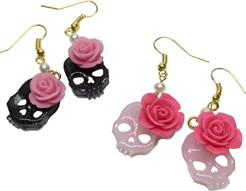 earrings "cute skulls wear cute rose"