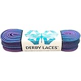 Derby Laces Striped - Flat, 10mm Wide, for Boots, Skates, Roller Derby, and Hockey Skates (Purple and Teal, 72 Inch / 183 cm)