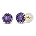 Gem Stone King 14K Gold Gemstone Birthstone Solitaire Stud Earrings | Round 6MM | Gold Earrings For Women Men