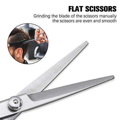 Hair Cutting Scissors Kit, Liaboe Professional 6Pcs Hairdressing Shears Set, with Hair Cutting Scissors, Thinning Shears, Hair Comb, Clips, Cleaning Cloth, Leather Bag, for Home/Salon (Sliver)