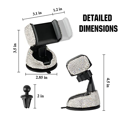 Amiss Universal Bling Cell Phone Holder, 360°Adjustable Car Phone Mount