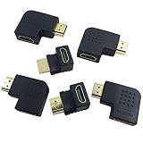 AFUNTA 6 Pcs HDMI Angled Adapter, 4 pcs Flat Left & Right 90 Degree Angle and 2 pcs 270 & 90 Degree Male to Female HDMI Adapter, Gold-Plated 3D Supported TV Connector