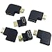 AFUNTA 6 Pcs HDMI Angled Adapter, 4 pcs Flat Left & Right 90 Degree Angle and 2 pcs 270 & 90 Degree Male to Female HDMI Adapter, Gold-Plated 3D Supported TV Connector