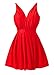 COCOPEAR Women's Pleated Skirt One Piece Swimdress Tummy Contral Swimsuit(FBA) Red 16-18