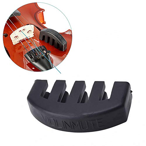 AISIBO 4/4 Violin Practice Mute, Rubber Claw Mute, Mute Silencer for Very Quiet Practice (Black)