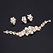 Everrich Crystal Bridal Cream Simulated Pearl Gold Plated Statement Necklace Earrings Jewelry Sets for Women Costume,4 Pairs
