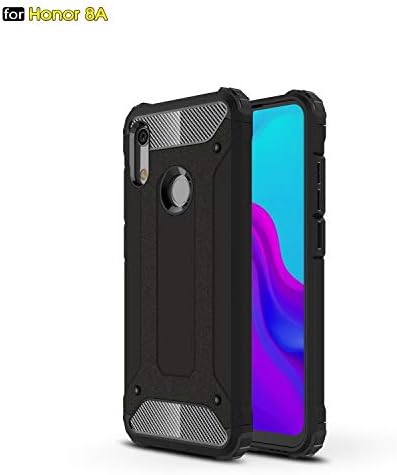 xinyunew Huawei Honor 8A case, Stylish Heavy Duty Shock Proof Armour Dual Protection with Built-in PC and Silicone Back Cover Skin For Huawei Honor 8A+ Screen Protector Black