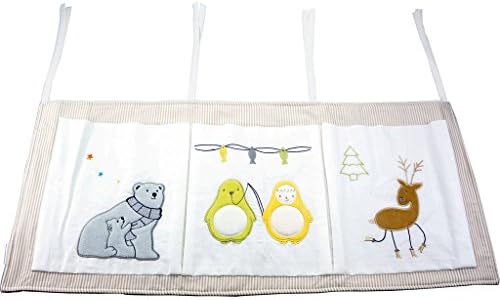 TDKIDO Nursery 100% Cotton Crib Organizer Diaper Stacker Hanging Storage 3 Pockets for Baby Room Decor