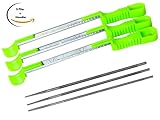 UNIDRIFT Chainsaw Sharpener File Set – Contains 3/16, 7/32, 5/32 Inch Round Files With Matching Double Portable Non-Slip Handles – For Sharpening Chainsaws Chain Blades – 6 PIECE SET