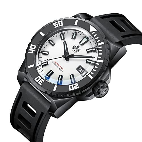 PHOIBOS Leviathan Men's Automatic Watch 45mm 500M Dive Watch with Black Rubber Strap PY032