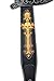 Walker & Williams CVG-24 Handmade Black And Gold Padded Guitar Strap With Hand Tooled Christian Cross And Skull Design For Acoustic, Electric, And Bass Guitars