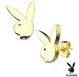Playboy Bunny Gold IP OVER 316L Stainless Steel Stud Earrings