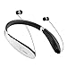Bluetooth Headset, FKANT V4.1 Bluetooth Headphones Wireless Stereo Foldable Neckband Earphones with Retractable Earbuds for iPhone Samsung HTC Smartphones, White