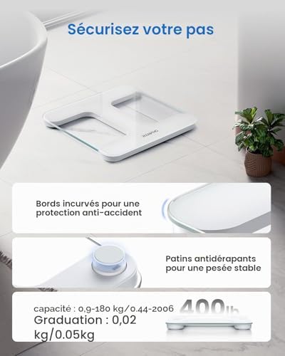 Balance Pese Personne, Verre Trempé, LED, Core TS