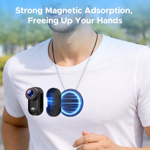CAMWORLD 4K Mini Body Camera with 64GB Card, Thumb Action Camera Magnetic Mount 1.47" Screen, Wearable POV Camera for TikTok YouTube Vlogging Motorcycle Security