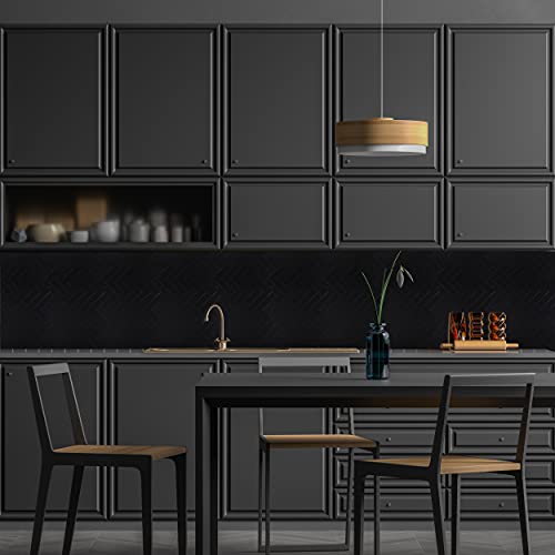 Miscasa Herringbone Kitchen Backsplash Peel and Stick Tile, Black