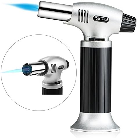 Azornic Kitchen Blow Torch Refillable Butane Culinary Torch Chef Cooking Adjustable Flame Lighter with Safety Lock for DIY, Creme, Brulee, BBQ (Butane Not Included)