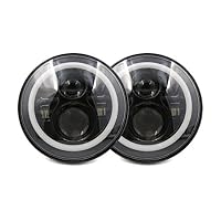 X AUTOHAUX 2pcs DC 10-30V 7 inches Round LED Headlight H4 High Low Beam Headlamp Bulb Turn Signal DRL Halo Ring Angel Eye For Jeep Wrangler JK TJ LJ CJ