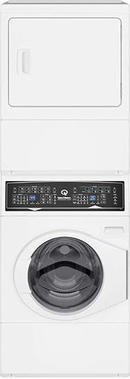 speed queen sf7003wg 27 gas stacked washer and dryer with stainless steel tub balance technology control lock moisture sensor in white