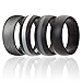 ROQ Silicone Wedding Ring for Men, Silicone Rubber Band 4 Pack - Black, Grey, Silver, Beveled Metallic Platinum, Size 9