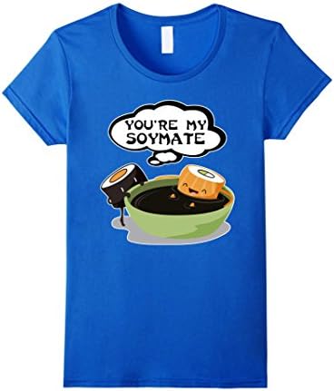Women's You're My Soymate -Soulmate- Sushi Couples Japanese T Shirt XL Royal Blue