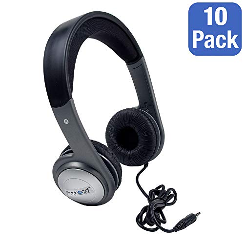 Egghead EGG-IAG-3001-SO-10 Cushioned Headband Stereo Headphones, black/Silver (Pack of 10)