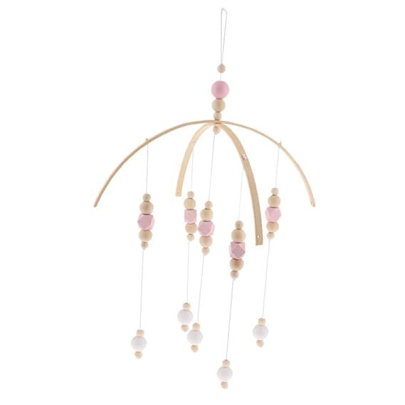 Homyl Babyspielzeug Windspiel Holzmobile, 13 Farben Zum auswählen - Rosa