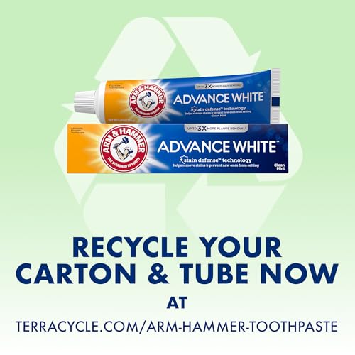 ARM & HAMMER ADVANCE WHITE TOOTHPASTE, CLEAN MINT FLAVOR, STAIN DEFENSE TECHNOLOGY, 6 OUNCE (PACK OF 4)