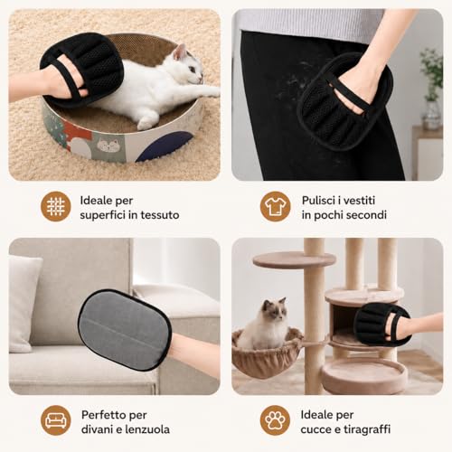 ZenithyrEn 2 x Cat and Dog Hair Gloves with Electrostatic Effect, Washable and Reusable, for Clothes, Sofas, Blankets, Beds and Fabrics