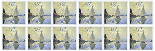 3dRose Print of Monet Painting Sailboat at Le Petit - Greeting Cards, 6 x 6", Set of 12 (gc_203678_2)
