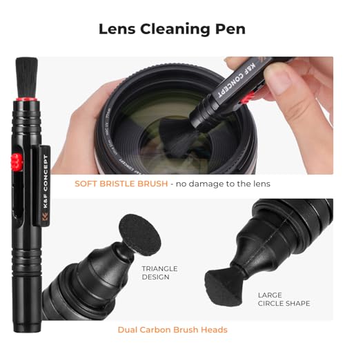 K&F CONCEPT 25 in 1 Camera Cleaning Kit with Pen, Blower, Cleaning Cloth, Liquid, 24MM Full Frame Sensor Cleaner, Brush for DSLR Camera Lens, Phone