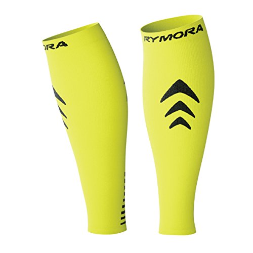 Rymora Calf Compression Sleeves for Men and Women (Calves Treatment for Shin Splints, Running, Etc) (One Pair) (Fluorescent) (Extra Large)