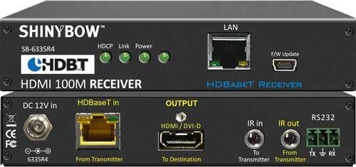 Shinybow HDMI 4K2K UHD HDBaseT Extender Receiver up to 330ft with LAN/Ethernet, 2-way IR, RS232 SB-6335R4 by ShinybowUSA