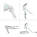ToJane LED Long Swing Arm Desk Lamp Clamp Metal Architect Adjustable Folding Twin-Arm Clip-on Table Lamp (White+Metal Base)