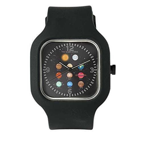 Black Fashion Sport Watch Solar System Sun Moon and Planets