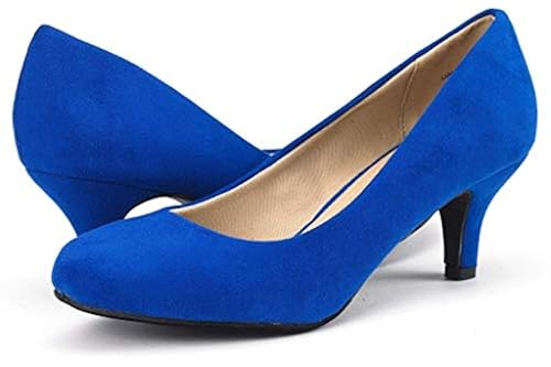 DREAM PAIRS Women's Luvly Royal Blue Bridal Wedding Low Heel Pump - Main Image