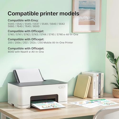 62 XL 62XL Ink Cartridges Black and Colour Replacement for HP 62 62XL Ink Cartridges Twin Pack for HP ENVY 5540 5546 5544 5644 5640 5646 5541 5542 5543 5545 OfficeJet 200 250 5740 5742 5744 (2-Pack)